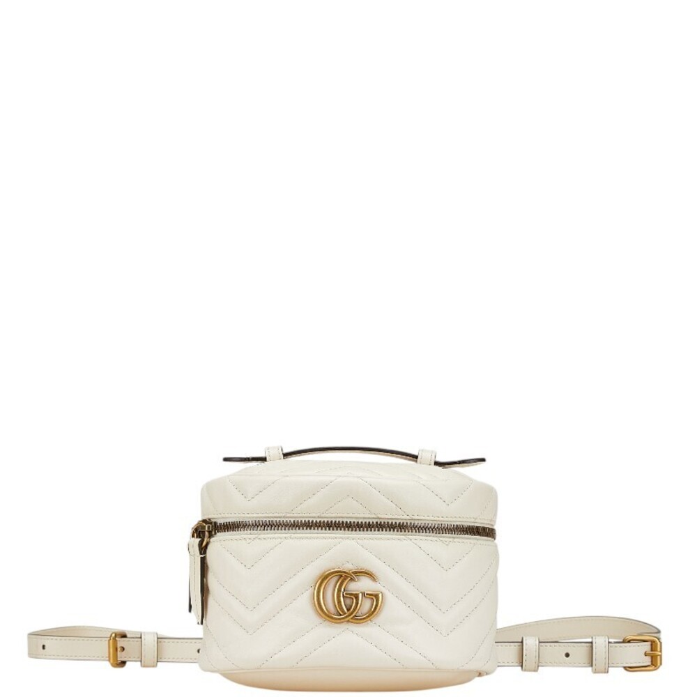 Gucci GG Marmont Chain Backpack White Leather